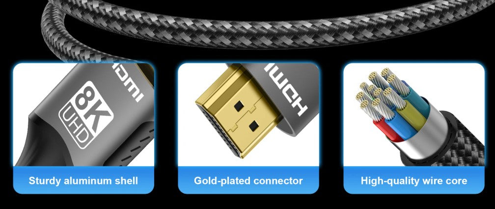 HDMI Cable 8K 60Hz HDMI-Compatible Ultra HD 1080P 4k@120Hz High Speed Video Audio HDMI 2.1 Cable For PS4/5 TV Laptop Monitor