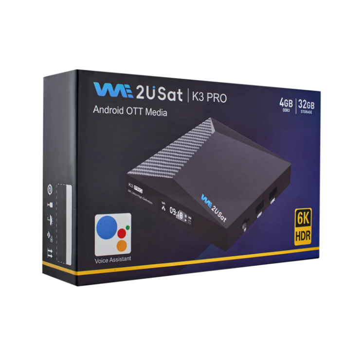 New WE2USAT K3 Pro TV Box Wifi Antenna for USA Canada 6K HDR 4GB 32GB Android TV Free Streaming Tvbox Built-in 5G 4k