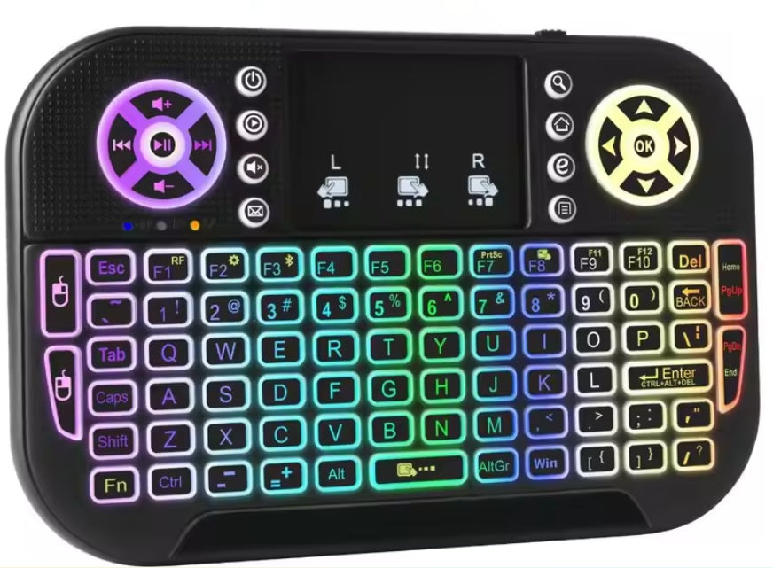 Mini Wireless Keyboard 2.4G&Bluetooth-compatible Backlit Air Mouse Remote Control with Touchpad